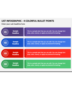 List Infographic - 4 Colorful Bullet Points PPT Slide 1