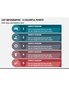 List Infographic - 5 Colorful Points PPT Slide 1
