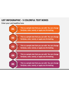 List Infographic - 5 Colorful Text Boxes PPT Slide 1
