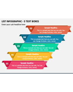 List Infographic - 5 Text Boxes PPT Slide 1