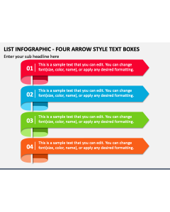 List Infographic - Four Arrow Style Text Boxes PPT Slide 1