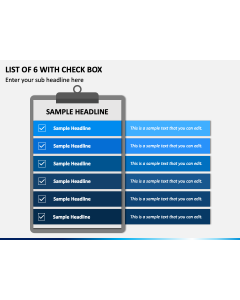 List of 6 with Check Box PPT Slide 1