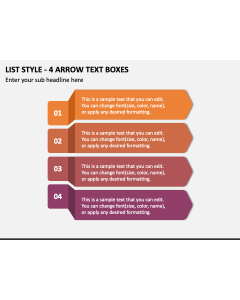 List Style - 4 Arrow Text Boxes PPT Slide 1