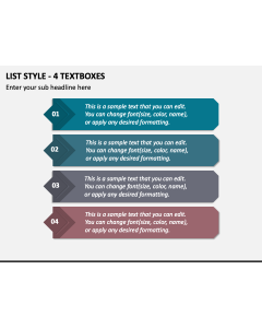 List Style - 4 Textboxes PPT Slide 1
