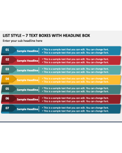 List Style - 7 Text Boxes with Headline Box PPT Slide 1