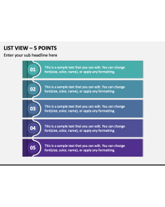 List View - 5 Points PPT Slide 1