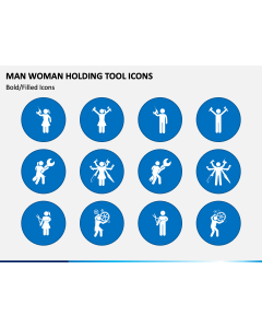 Man Woman Holding Tool Icons PPT Slide 1