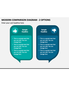 Modern Comparison Diagram - 2 Options PPT Slide 1
