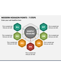 Modern Hexagon Points - 7 Steps PPT Slide 1