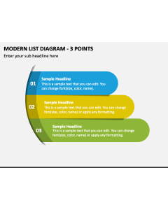Modern List Diagram - 3 Points PPT Slide 1