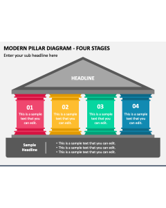 Modern Pillar Diagram - Four Stages PPT Slide 1