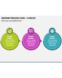 Modern Process Flow - 3 Circles PPT Slide 1