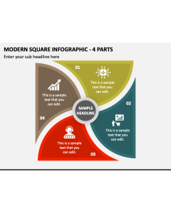 Modern Square Infographic - 4 Parts PPT Slide 1