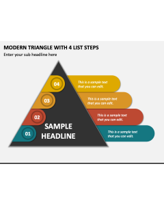 Modern Triangle with 4 List Steps PPT Slide 1