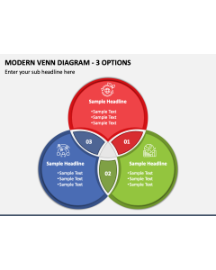 Modern Venn Diagram - 3 Options PPT Slide 1