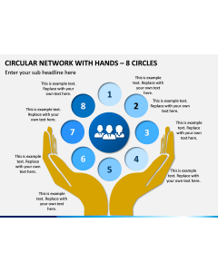 Circular Network With Hands – 8 Circles PPT Slide 1