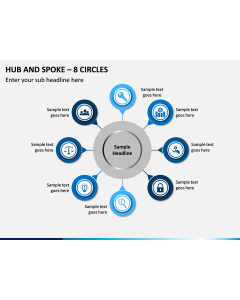 Hub and Spoke – 8 Circles PPT slide 1