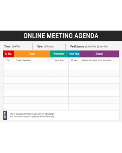 Online Meeting Agenda PPT Slide 1
