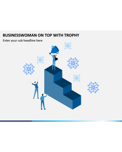 Businesswoman On Top With Trophy PPT Slide 1