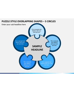 Puzzle Style Overlapping Shapes – 5 Circles PPT Slide 1