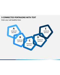 5 Connected Pentagons with Text PPT slide 1