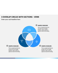 3 Overlap Circles with Sections - Venn PPT Slide 1