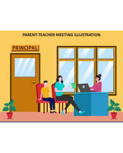 Parent-Teacher Meeting Illustration PPT Slide 1