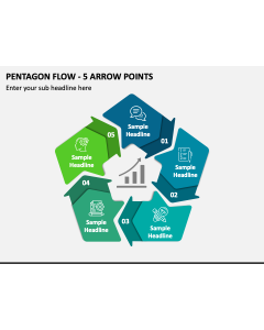 Pentagon Flow - 5 Arrow Points PPT Slide 1