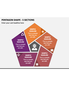 Pentagon Shape - 5 Sections PPT Slide 1