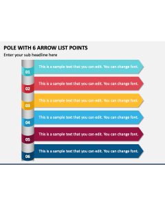 Pole with 6 Arrow List Points PPT Slide 1