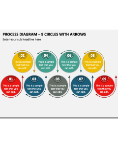 Process Diagram - 9 Circles with Arrows PPT Slide 1