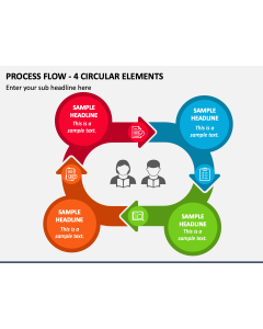 Process Flow - 4 Circular Elements PPT Slide 1