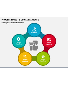 Process Flow - 5 Circle Elements PPT Slide 1