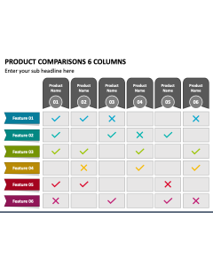 Product Comparisons - 6 Columns PPT Slide 1