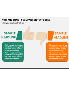 Pros and Cons - 2 Comparison Text Boxes PPT Slide 1