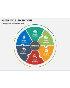 Puzzle Cycle - Six Sections PPT Slide 1