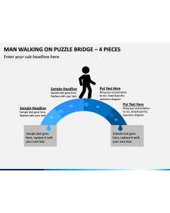 Man Walking On Puzzle Bridge – 4 Pieces PPT Slide 1
