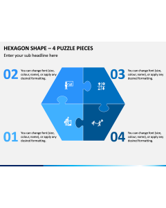 Hexagon Shape - 4 Puzzle Pieces PPT Slide 1