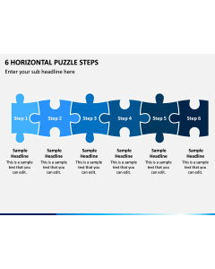 6 Horizontal Puzzle Steps PPT Slide 1