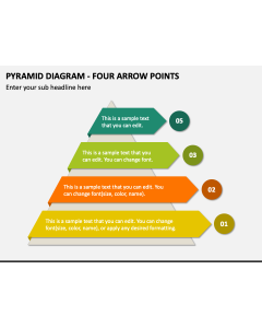 Pyramid Diagram - Four Arrow Points PPT Slide 1