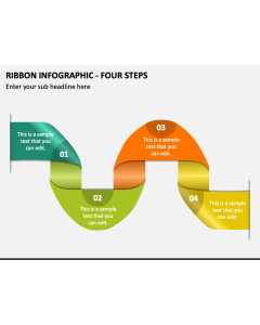 Ribbon Infographic - Four Steps PPT Slide 1