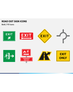 Road Exit Sign Icons PPT Slide 1