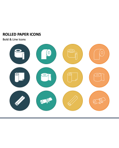 Rolled Paper Icons PPT Slide 1