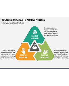 Rounded Triangle - 3 Arrow Process PPT Slide 1