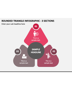 Rounded Triangle Infographic - 3 Sections PPT Slide 1