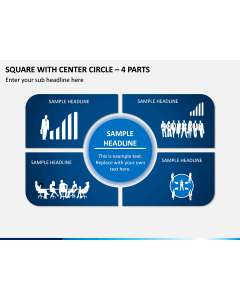 Square With Center Circle – 4 Parts PPT Slide 1