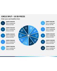 Circle Split – 10 3d Pieces PPT Slide 1