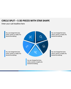 Circle Split – 5 3d Pieces with Star Shape PPT Slide 1