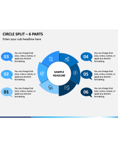 Circle Split – 6 Parts PPT Slide 1