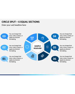 Circle Split – 6 Equal Sections PPT Slide 1